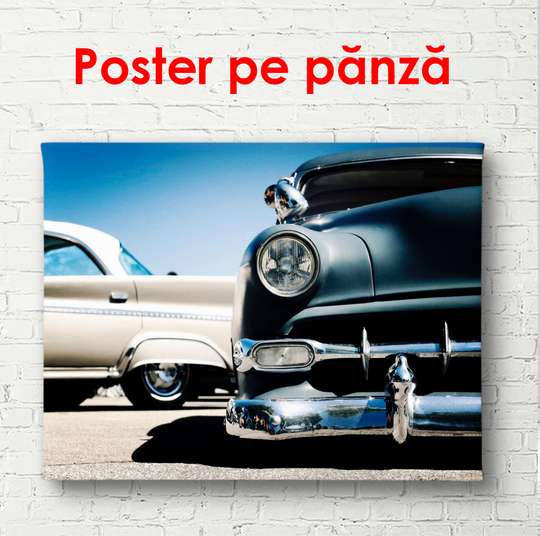 Постер - Синий и белый автомобиль, 90 x 60 см, Постер в раме
