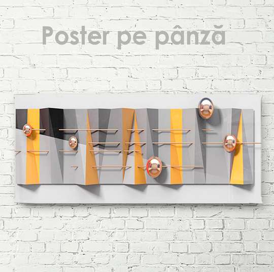 Постер - Жемчужины на сером фоне, 90 x 30 см, Холст на подрамнике, Абстракция