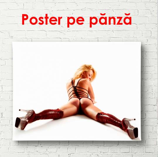 Постер - Девушка на белом фоне, 90 x 60 см, Постер в раме, Ню