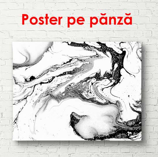 Poster - Black and white waves, 90 x 60 см, Framed poster, Black & White