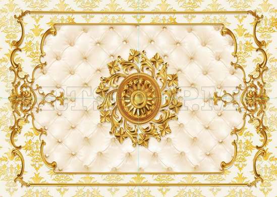 Wall Mural - Golden patterns on a beige background
