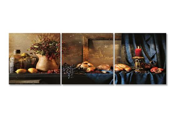 Модульная картина, Осенний натюрморт в винтажном стиле, 225 x 75