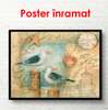 Poster - Pescăruși pe fundalul hărții, 40 x 40 см, 90 x 60 см, Poster înrămat, Provence