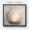 Poster - Orange flowers on a gray background, 100 x 100 см, Framed poster on glass