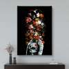 Poster - Cosmonaut with a bouquet of flowers, 60 x 90 см, Framed poster on glass, Abstract