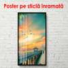 Poster - Long wooden on sunset background, 50 x 150 см, Framed poster
