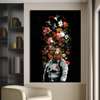 Poster - Cosmonaut with a bouquet of flowers, 60 x 90 см, Framed poster, Abstract