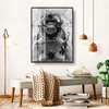 Постер, Черно белый снимок обезьяны, 30 x 45 см, Холст на подрамнике