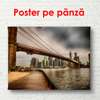 Poster - Plimbarea de-a lungul oceanului pe podul Brooklyn, 90 x 60 см, Poster înrămat, Orașe și Hărți