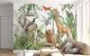 Wall mural - Safari animals in the jungle and exotic birds