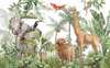 Wall mural - Safari animals in the jungle and exotic birds