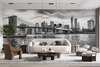 Wall mural - The bridge and New York City in black and white