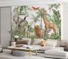 Wall mural - Safari animals in the jungle and exotic birds