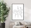 Poster - Ballerina girls, 60 x 90 см, Framed poster on glass, Minimalism