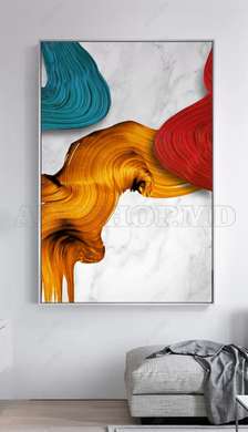 Poster - Bright colors on a graphite background, 60 x 90 см, Framed poster on glass, Abstract