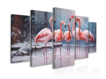 Tablou Multicanvas, Flamingo roz in natura, 108 х 60