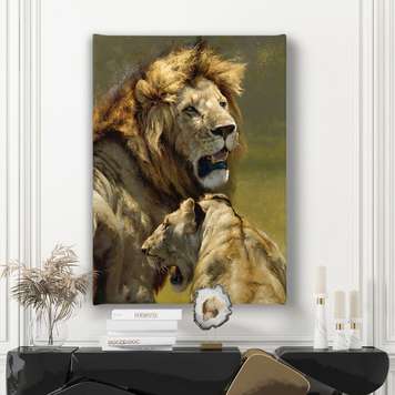 Poster - Lions, 30 x 45 см, Canvas on frame, Animals