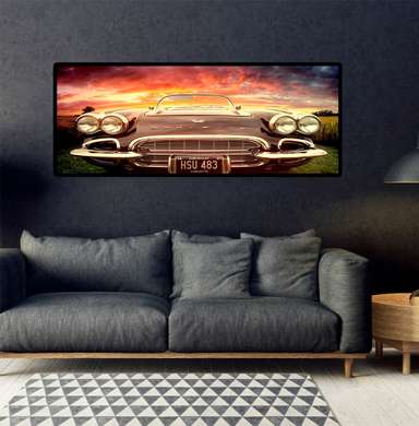 Poster - Carvette, 90 x 45 см, Framed poster on glass, Transport