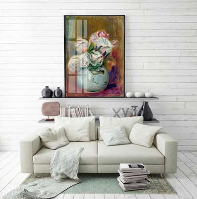 Постер - Ваза с белыми цветами, 60 x 90 см, Постер в раме, Натюрморт