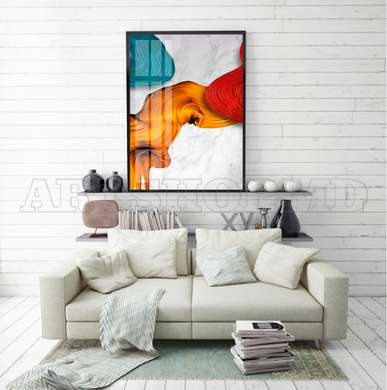 Poster - Bright colors on a graphite background, 60 x 90 см, Framed poster on glass, Abstract