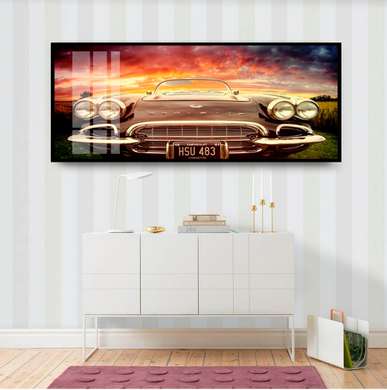 Poster - Corvette, 90 x 45 см, Poster inramat pe sticla