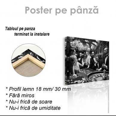 Poster - At the Roulette table, 100 x 100 см, Framed poster on glass
