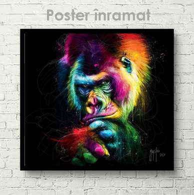 Poster, Artă contemporană a maimuței, 40 x 40 см, Panza pe cadru, Animale