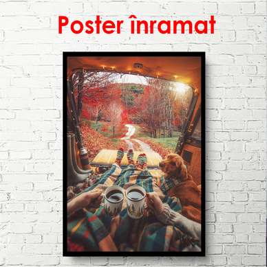Poster - Autumn day in the forest, 45 x 90 см, Framed poster on glass, Nature