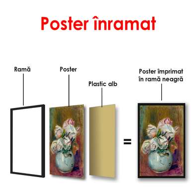 Poster - Vaza cu flori albe, 60 x 90 см, Poster înrămat, Natură Moartă