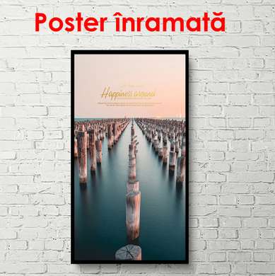 Poster - Wooden poles in the water, 60 x 90 см, Framed poster, Nature