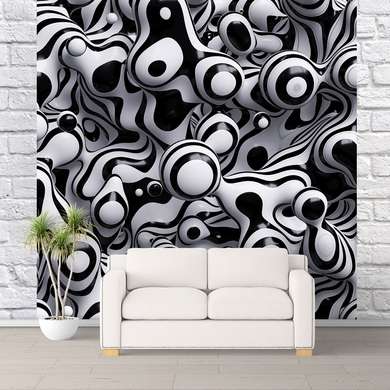 Wall Mural - Black and white wavy lines