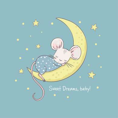 Poster - Mouse on the moon, 40 x 40 см, Canvas on frame, For Kids