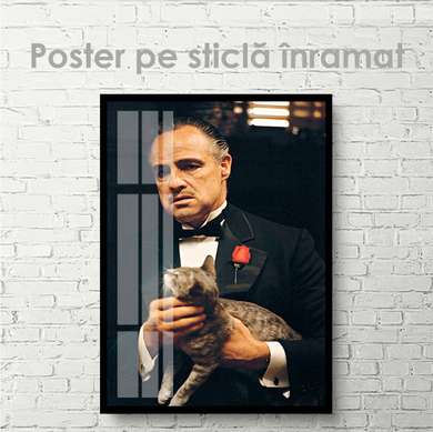 Постер - Крестный отец кадр с фильма, 60 x 90 см, Постер на Стекле в раме, Личности
