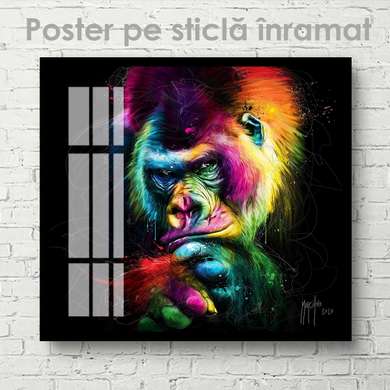 Постер, Арт Обезьяны, 40 x 40 см, Холст на подрамнике, Животные