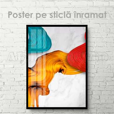 Poster - Culori strălucitoare pe un fundal de grafit, 60 x 90 см, Poster inramat pe sticla, Abstracție