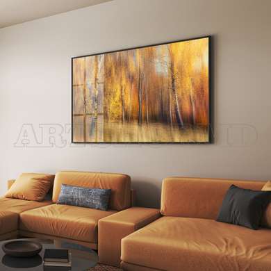 Poster - Golden autumn, 90 x 60 см, Framed poster on glass, Nature