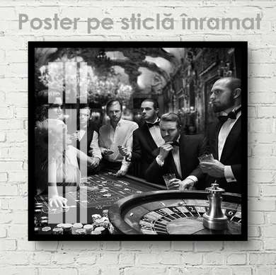 Poster - La masa cu Ruletkă, 100 x 100 см, Poster inramat pe sticla