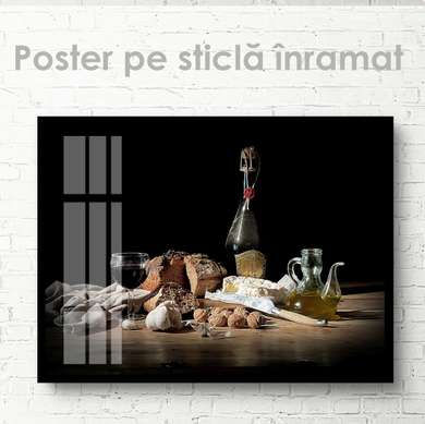 Poster - Set de gustări, 90 x 60 см, Poster inramat pe sticla