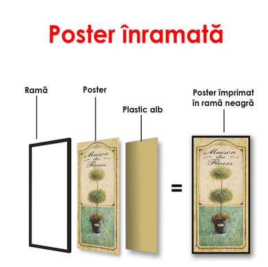 Постер - Зеленые ветки, 50 x 150 см, Постер в раме, Прованс