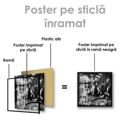 Poster - La masa cu Ruletkă, 100 x 100 см, Poster inramat pe sticla