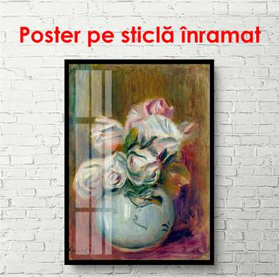 Poster - Vase with white flowers, 60 x 90 см, Framed poster, Still Life