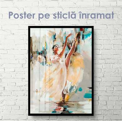 Poster - Portret de balerină, 45 x 90 см, Poster inramat pe sticla