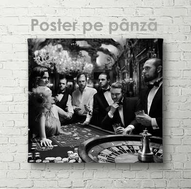 Poster - At the Roulette table, 100 x 100 см, Framed poster on glass