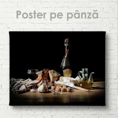 Постер - Винный сет, 90 x 60 см, Постер на Стекле в раме, Еда и Напитки