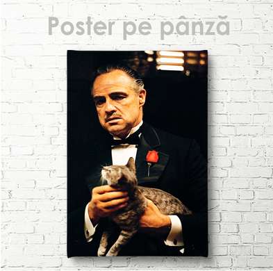 Постер - Крестный отец кадр с фильма, 60 x 90 см, Постер на Стекле в раме, Личности