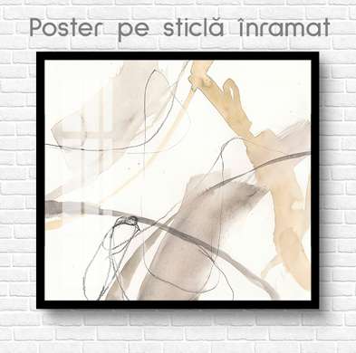 Постер - Акварельные линии, 40 x 40 см, Холст на подрамнике, Абстракция