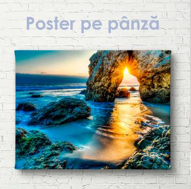 Poster - Răsăritul soarelui peste orizontul îndepărtat, 45 x 30 см, Panza pe cadru, Natură