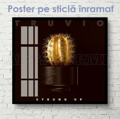 Poster - Cactus auriu, 40 x 40 см, Panza pe cadru, Glamour