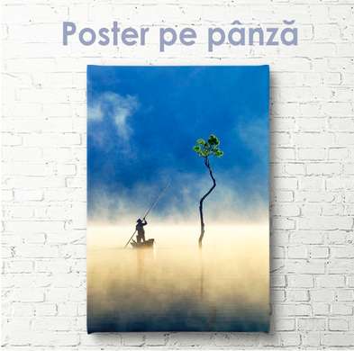Poster - Om care navighează pe o barcă, 45 x 90 см, Poster inramat pe sticla