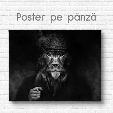 Poster, Leu cu o țigară, 45 x 30 см, Panza pe cadru